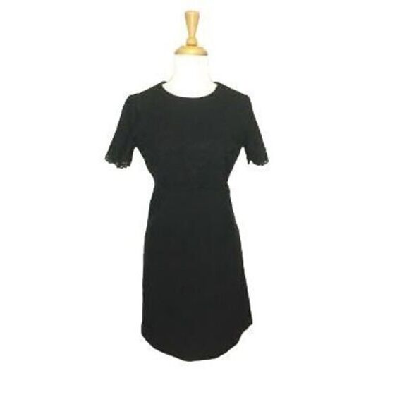 Maggy London 6 Black Dress Lace A-Line Y2K Does 50s Evening Rockabilly Short Sle - Picture 8 of 9